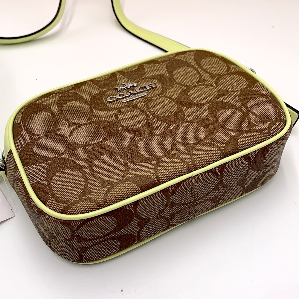 NEW! COACH Mini Jamie Camera Bag In Signature Canvas - Silver/Khaki/Pale Lime - Picture 3 of 14